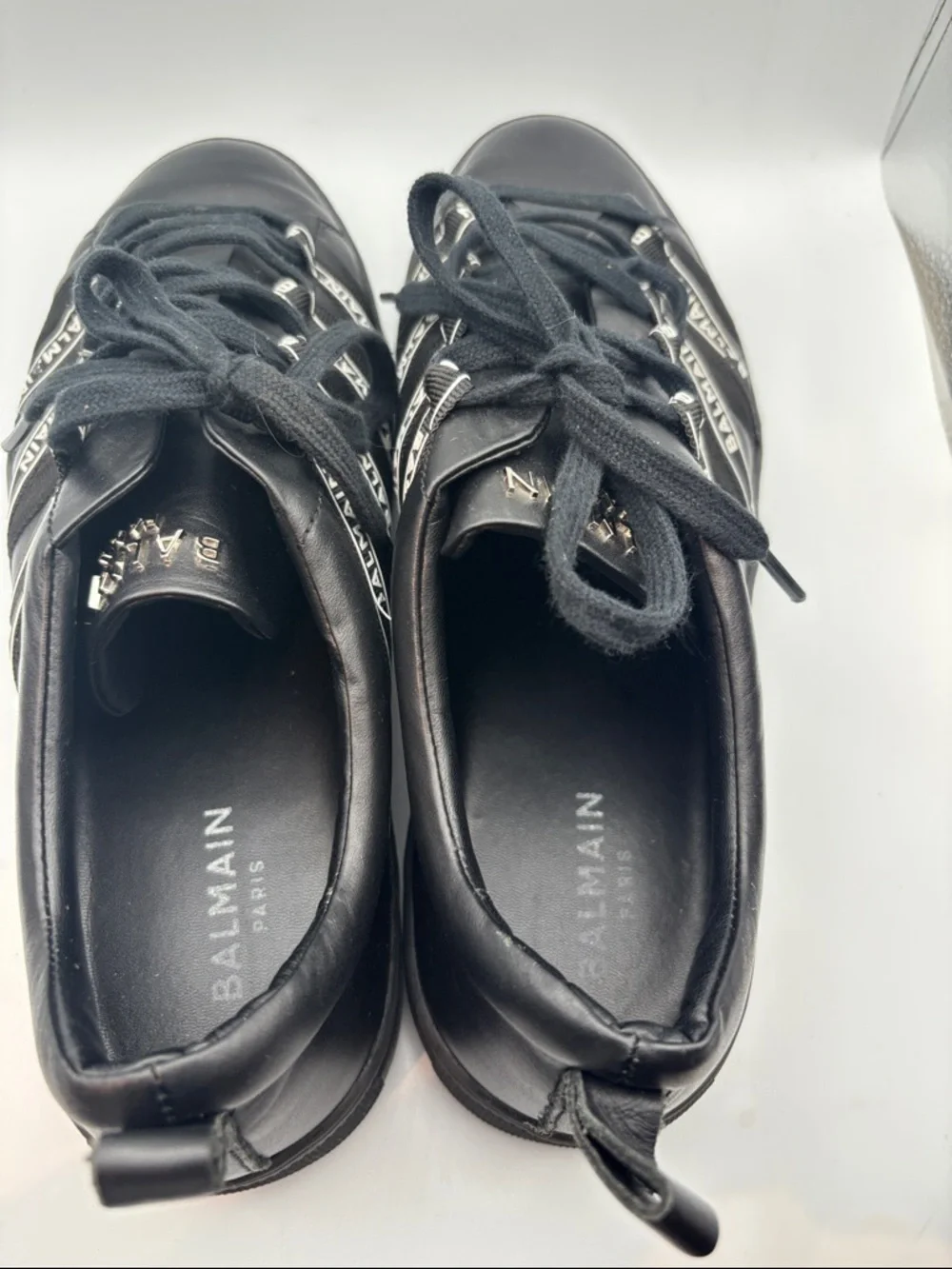 Balmain Black Logo Strap Low-Top Sneakers for Men